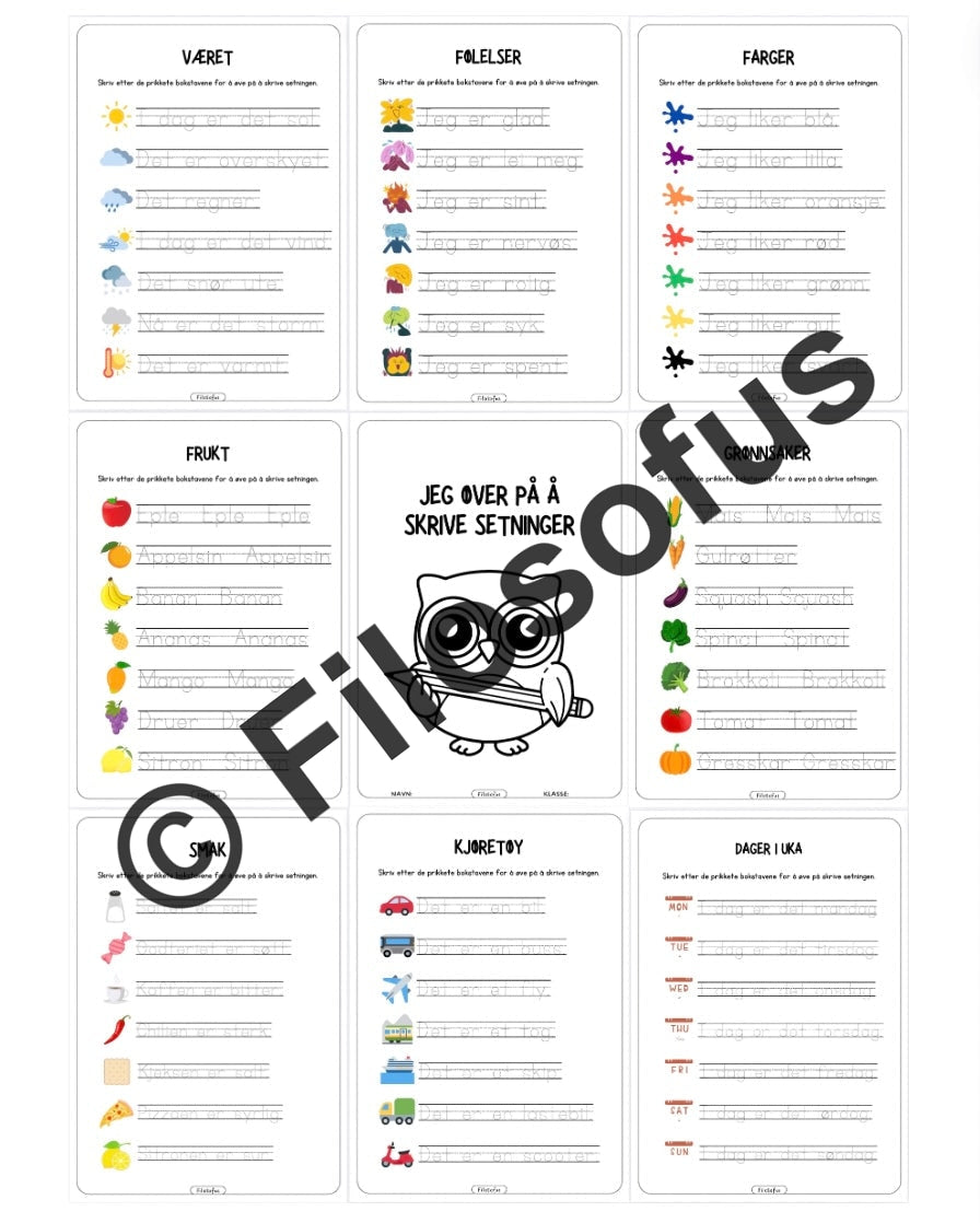 Jeg øver på å skrive setninger