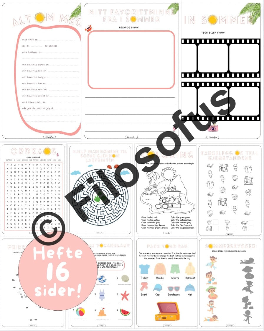 Mitt hefte om sommerferien + sommerbingo