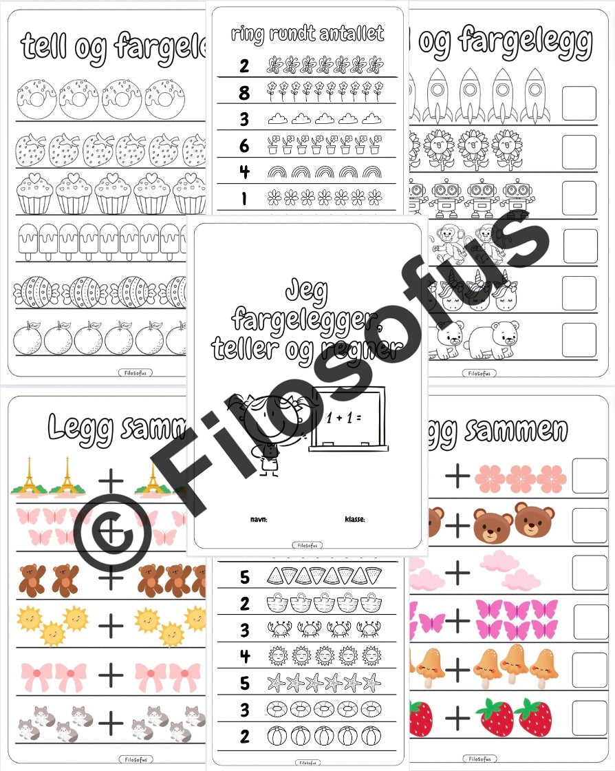 Jeg fargelegger, teller og regner - Hefte
