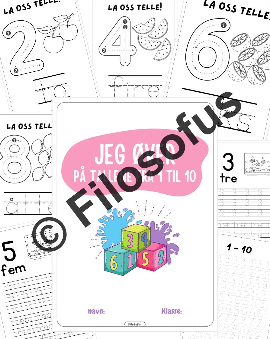 Jeg øver på tallene fra 1 til 10