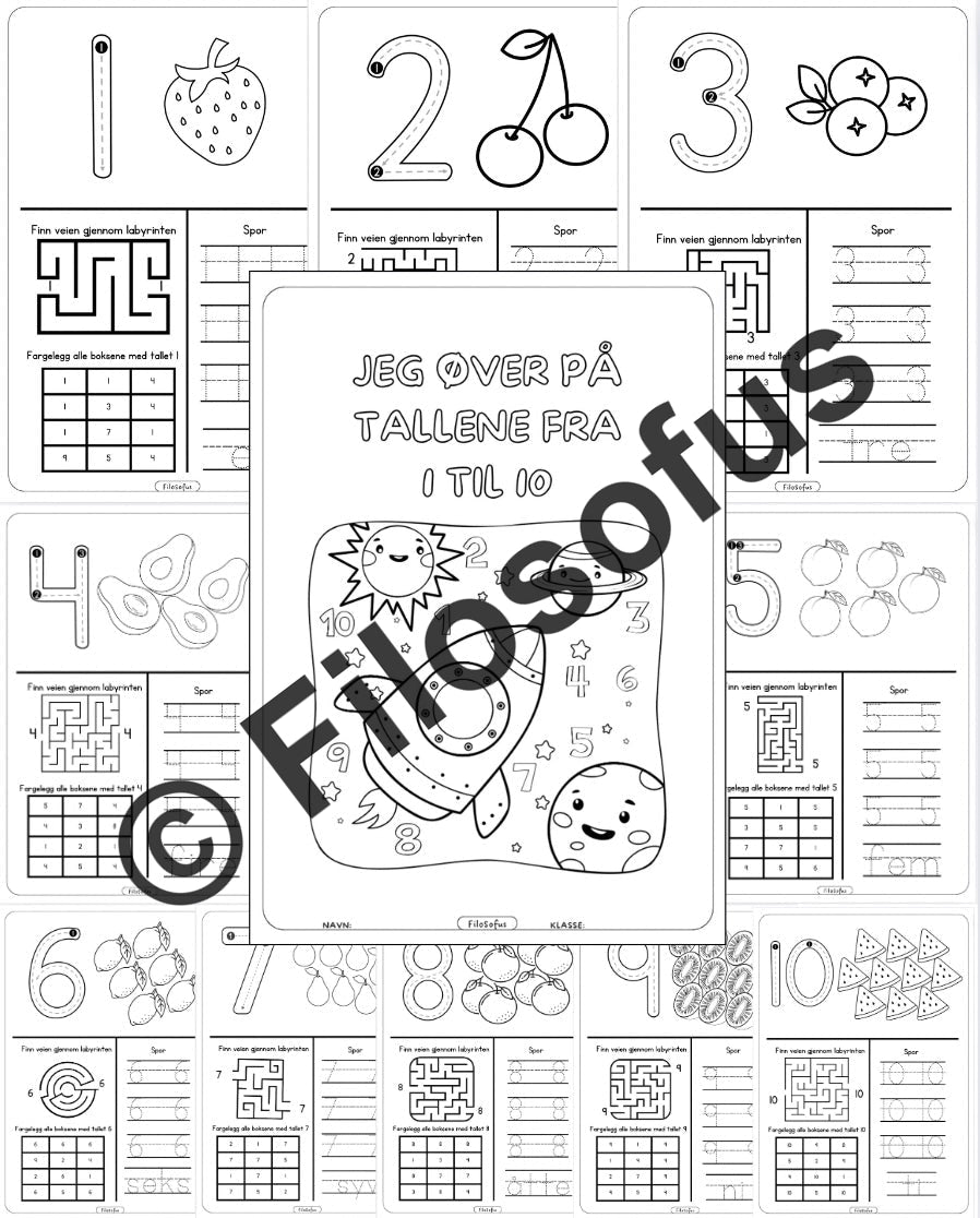 Jeg øver på tallene fra 1 til 10