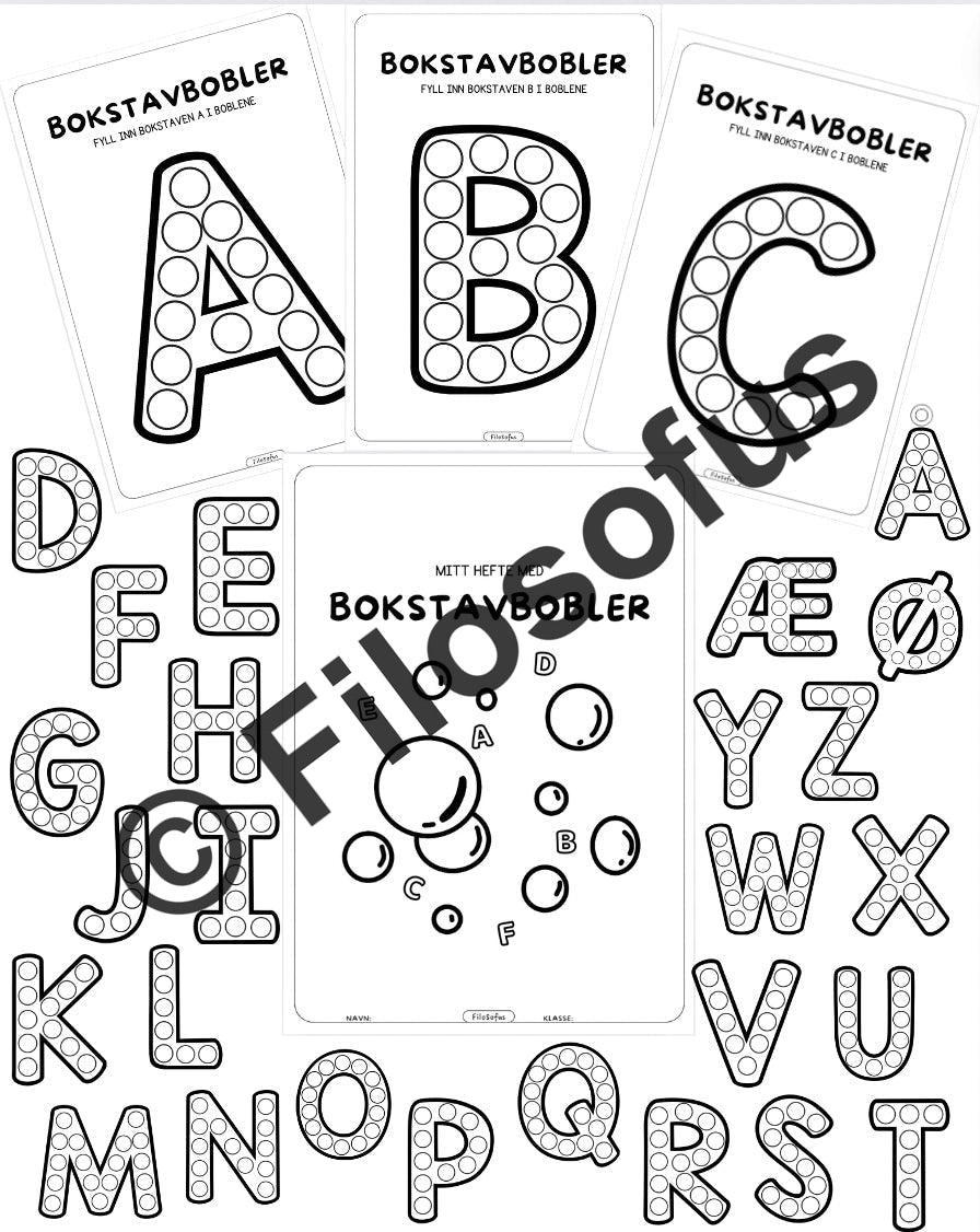 Mitt hefte med BOKSTAVBOBLER