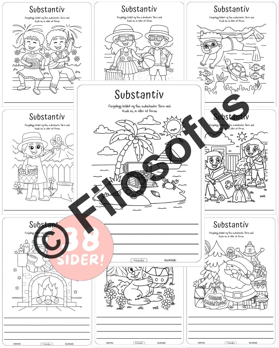 Fargelegg og finn substantiv