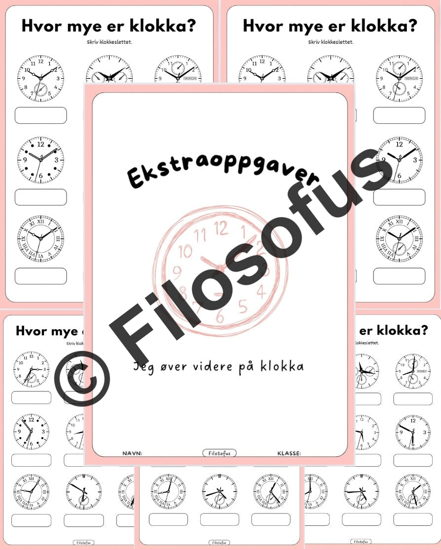 Ekstraoppgaver - Jeg øver videre på klokka
