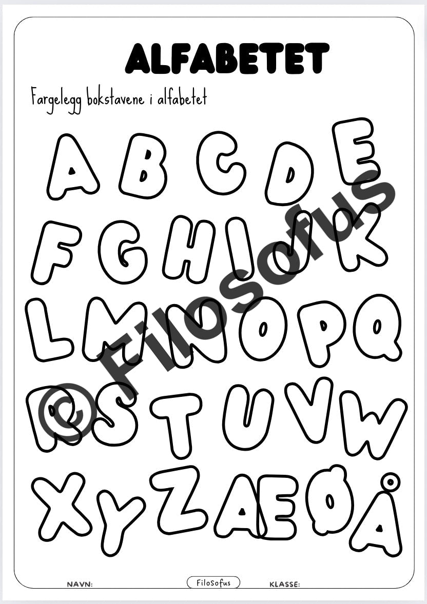 Fargelegg bokstavene i alfabetet