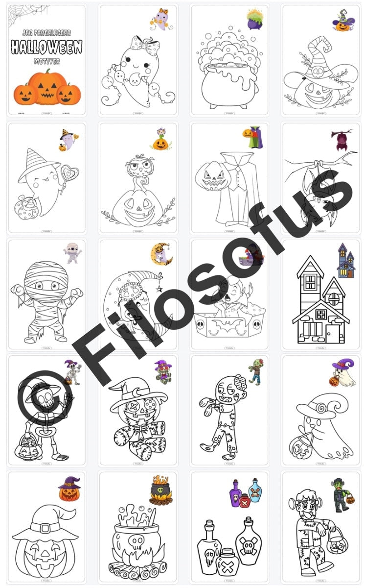 Jeg fargelegger Halloween-motiver