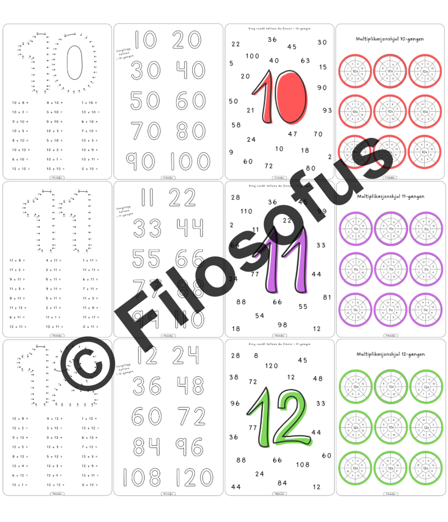 Gangetabellen 1-12 hefte