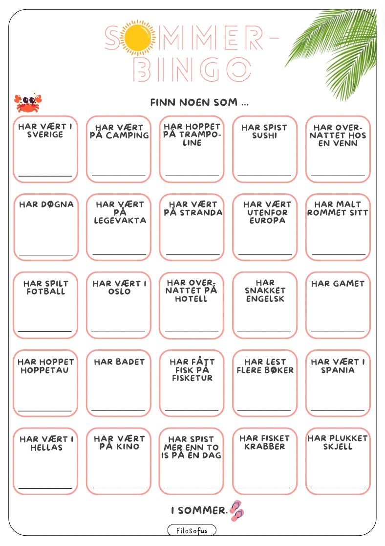 Mitt hefte om sommerferien + sommerbingo