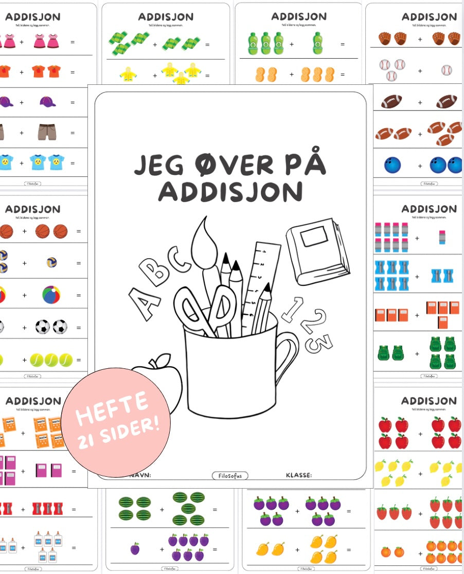 Jeg øver på addisjon - Hefte