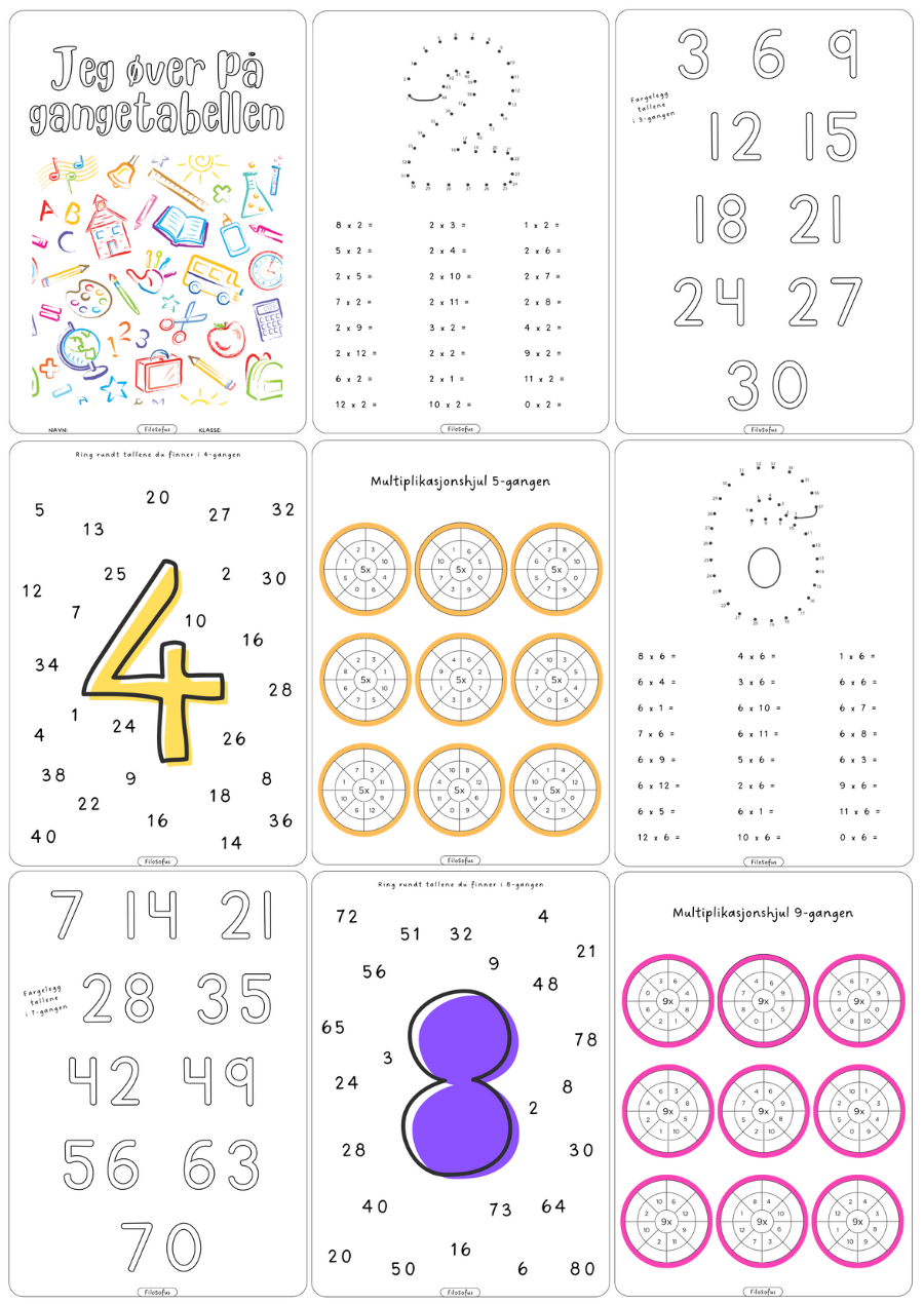Gangetabellen 1-12 hefte