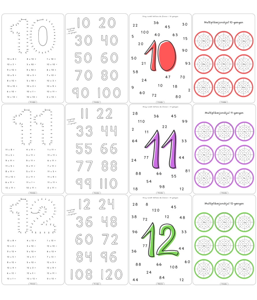 Gangetabellen 1-12 hefte
